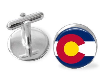 COLORADO STATE Flag Cufflinks / Colorado cuff links / The Centennial State / state flag jewelry / Groomsmen Gift / Personalized Gift for Him