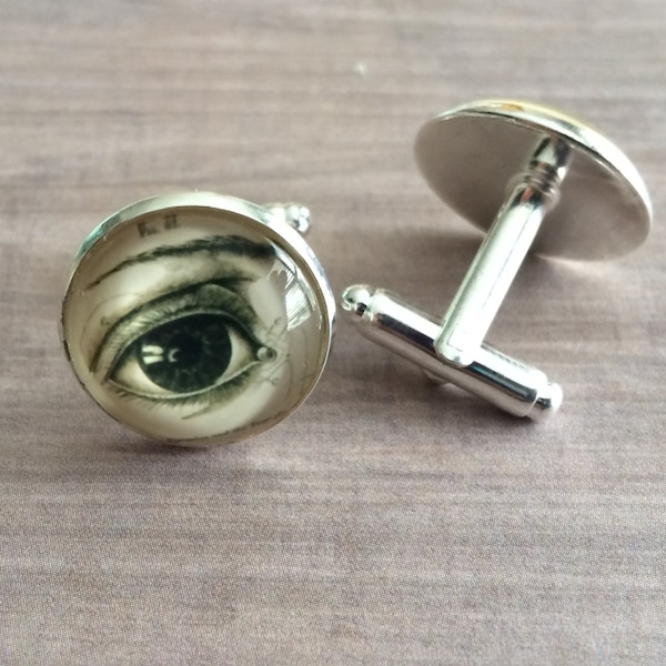 EYE CUFFLINKS / Vintage Anatomy  Cuff Links  The EYE / Gift For Ophthalmologist Optometrist Optician /  Eye Illustration  / Gift Boxed