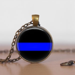 Thin Blue Line NECKLACE / Police Pendant / Law Enforcement / Personalized / Police Officer gift / Gift boxed