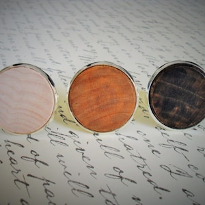 REAL WOOD CUFFLINKS / Rustic Wedding Cuff Links / Country Wedding / Groomsmen Gift / Carpenter Gift / Choice of Stain / Mens Wooden cufflink
