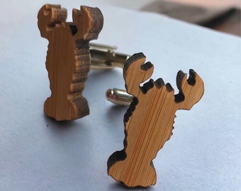 REAL WOOD CUFFLINKS / Lobster Bamboo cufflinks / 5th anniversary gift / Choice of Stain Color  / Mens Wooden Cuff Links / Gift Box