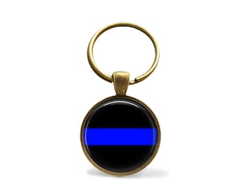 Thin Blue Line KEYCHAIN / Police Keychain / Personalized Gift / Law Enforcement / Police Officer gift  / Gift boxed
