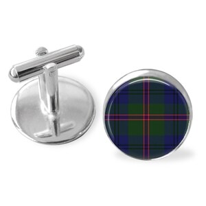 LAWRIE TARTAN CUFFLINKS / Scottish Tartan Cuff Links / Tartan Jewelry / Personalized Gift for Him / Ancestral Jewelry / Lawrie Clan Plaid