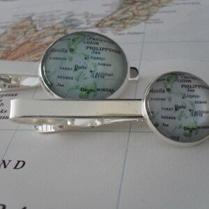PHILIPPINES MAP Tie Bar / Silver / Groomsmen Gift / Gift for Him / Map Jewelry / 2 Sizes / Tie Clip / Tie Clasp / Tie Slide / Gift Boxed