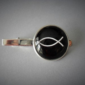 JESUS FISH Tie Bar / Ichthys  / Gift for Him / Gift for Christian / 2 Sizes / Tie Clip / Tie Clasp / Religious Gift / Choice of Colors