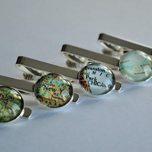 Custom MAP TIE BAR / Groomsmen Gift / Personalized Gift for Him  / You Pick the Location / 2 Sizes / Map Tie Clip / Tie Clasp / Tie Slide