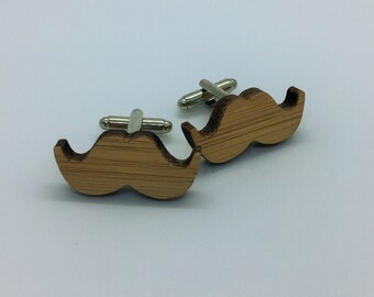 SNOR hout MANCHETKNOPEN/Movember bamboe Manchetknopen/keuze van vlek kleur/mens houten Manchetknopen/Gift Box