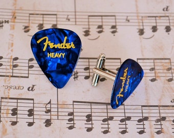 Fender GUITAR PICK CUFFLINKS  / Choice of Colour / Gift for Him / Musician Gift / Unique Gift / Upcycled // Cuff Links // Gift boxed
