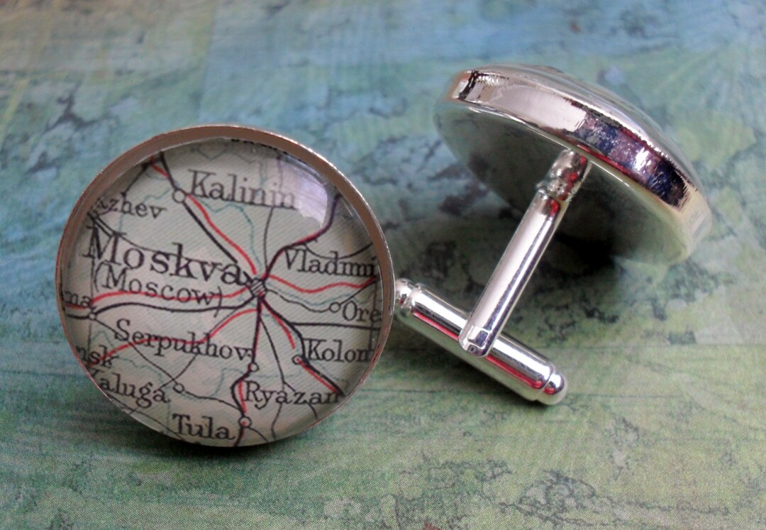 Moscow Moskva Russia Map Cufflinks / Moscow Cuff Links / Etsy