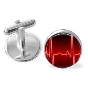 HEART Rhythm  Cufflinks / EKG Cuff Links / Gift for Doctor / EMS gift / 2 Sizes / Cuff Links / Medical Worker gift / Gift boxed