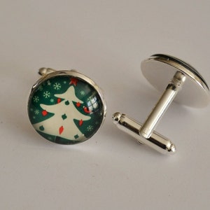 Christmas Tree Cuff Links / Holiday Cufflinks / Gift For Him / Coworker Gift / Gift Boxed