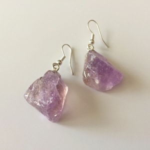 AMETHYST Earrings / Raw Amethyst Nugget Earrings / Raw Stone Jewelry / Purple Stone Earrings / February Birthstone /Gift Boxed