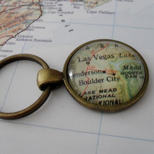 LAS VEGAS Nevada Carte KEYCHAIN / Cadeau Groomsmen / Cadeau pour lui / Anniversaire / Fête des Pères / Voyage Souvenir