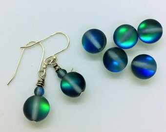 Mystical GLASS EARRINGS / glowing glass wire wrapped drop earrings / Rainbow Aura earrings / Stocking stuffer / Gift Boxed