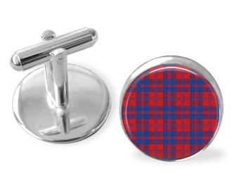 MACGREGOR TARTAN CUFFLINKS / Scottish Tartan Cuff Links / Tartan Jewelry / Personalized Gift  / Ancestral Jewelry / MacGregor  Clan Plaid