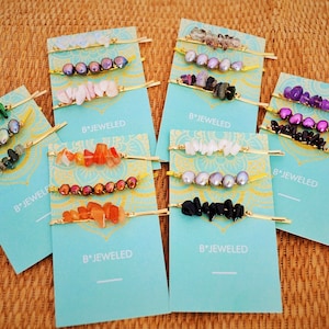 Beaded pearl and gemstone Bobby pins sets / gift boxed