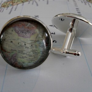 CHINE MAP Silver CUFFLINKS / China Map Cuff Links / Father’s Day / Groomsmen Gift / Personalized Gift for Him / Custom map jewelry