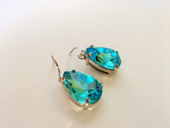 Turquoise rhinestone earrings best sale