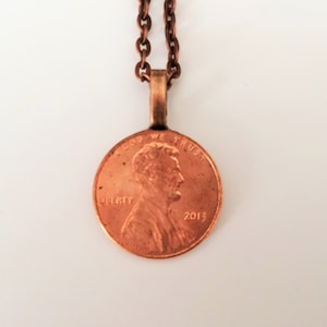 AMERICAN PENNY Necklace / Copper Pendant /  7th anniversary gift for him / Bridesmaid Gift / PersonalizedGift / Any year / Gift boxed