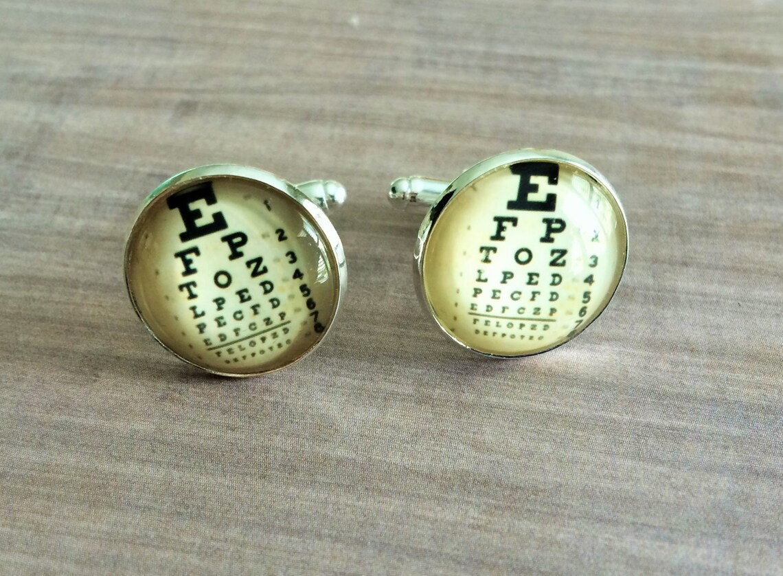 EYE CHART CUFFLINKS / Vision Testing Links / Gift for Etsy Canada