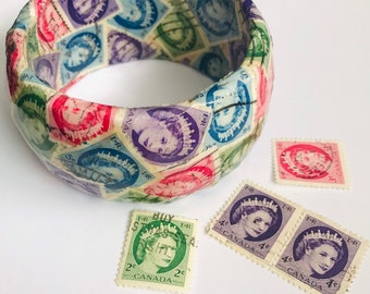 Upcycled Queen Elizabeth II Postage Stamp Bangle