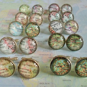 Kaart Cufflinks 10 sets / Groomsmen Gift / Gepersonaliseerde Kaart / Custom Map Cuff Links / Mix and match / Gift boxed / Wedding manchetknopen