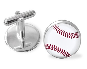 BASEBALL Cufflinks / Sports ball cuff links / Baseball player gift / Groomsmen Gift / Gift for Him / Sports Fan gift / Ball / Gift boxed