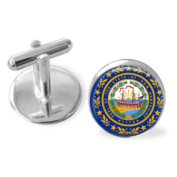 NEW HAMPSHIRE State Flag Cufflinks / NH cuff links / The Granite State  / state flag jewelry / Groomsmen Gift / Personalized / Gift Boxed