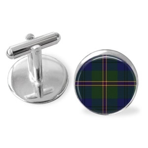 LOWRY TARTAN CUFFLINKS / Scottish Tartan Cuff Links / Tartan Jewelry / Personalized Gift for him / Ancestral Jewelry / Lowry Clan Plaid