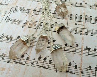 Silver or Gold Dipped RAW CRYSTAL QUARTZ Pendant Necklace / Natural Quartz Point Pendant / Choose Your Stone / Crystal Point  / Gift Boxed