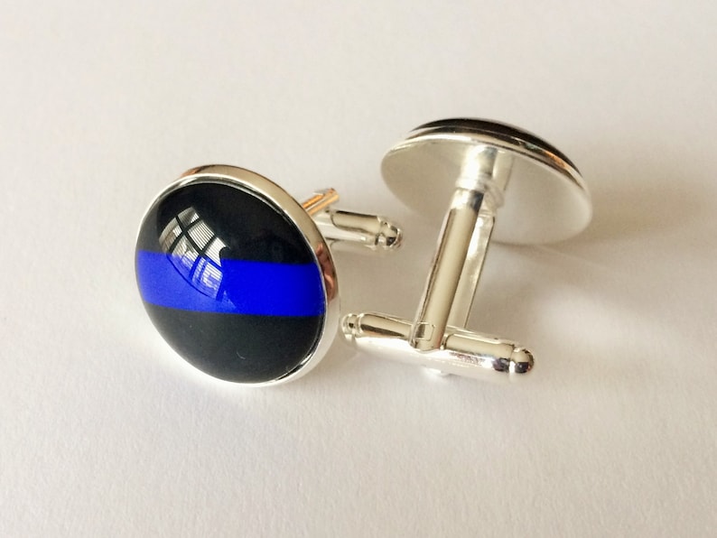 Thin Blue Line CUFFLINKS Police Cuff Links Law Enforcement Cuff Links Police Officer gift Gift boxed