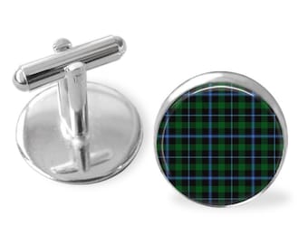 MURRAY TARTAN CUFFLINKS / Scottish Tartan Cuff Links / Tartan Jewelry / Personalized Gift for Him / Ancestral Jewelry / Murray Clan Plaid