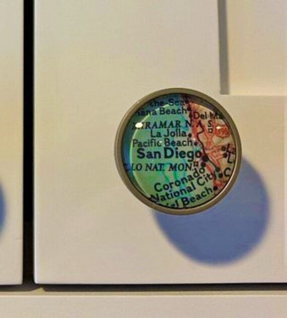 Custom Map Cabinet Knobs Map Drawer Pull Glass Domed Etsy