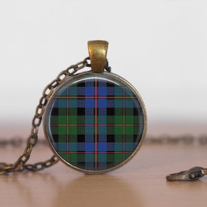 BLACK WATCH TARTAN Pendant Necklace / Scottish Tartan Jewelry / Plaid Jewellery / Clan Family Jewelry / Personalized Gift for Her /