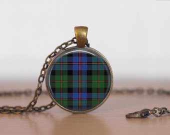 BLACK WATCH TARTAN Pendant Necklace / Scottish Tartan Jewelry / Plaid Jewellery / Clan Family Jewelry / Personalized Gift for Her /