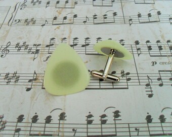 Glow in the Dark GUITAR PICK CUFFLINKS  / Unique Gift for Him / Musician Gift / Under 15 dollars / Upcycled / Cuff Links / Gift boxed