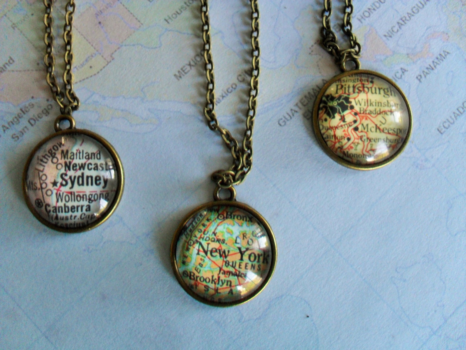 Custom MAP Necklace / Map Pendant / You Pick the Location / Etsy Canada