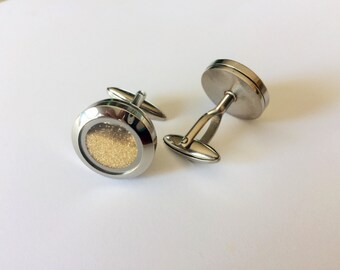 SAND FILLED CUFFLINKS / Destination Wedding Cuff Links / Beach Wedding / Groomsmen Gift / Memory cufflinks / Keepsake / Momento / Gift boxed