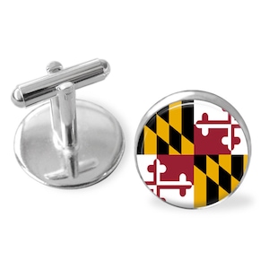 MARYLAND STATE Flag Cufflinks / Maryland cuff links /  Old Line State  / state flag jewelry / Groomsmen Gift / Personalized / Gift Boxed