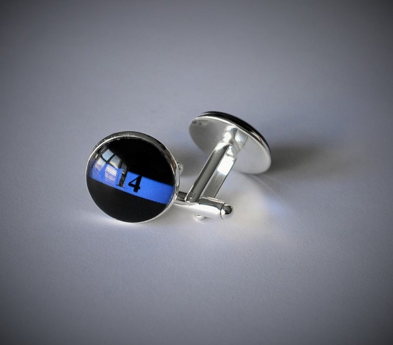 Thin Blue Line CUFFLINKS Police Cuff Links Law Enforcement Cuff Links Police Officer gift Gift boxed