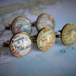 Custom MAP RING / Personalised  / You Pick The Location / Any City / Vintage map Ring / Map Jewelry / unique gift for Her / gift boxed