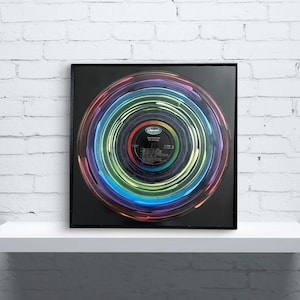 The Beatles Handpainted Vinyl Record / Something New Rainbow / Glass Frame / Music Lover Art