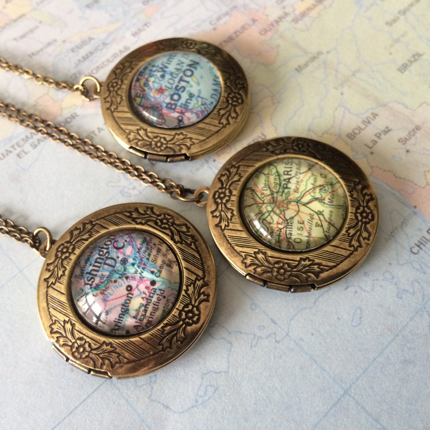 Custom MAP LOCKET Necklace / Unique Gift / You Pick the Etsy