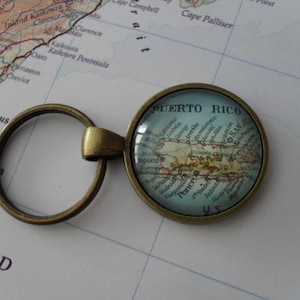 PUERTO RICO Map KEYCHAIN  / Travel Souvenir / Puerto Rico Souvenir / Custom Map Key chain / Map Jewelry / Destination Keychain / Gift Boxed