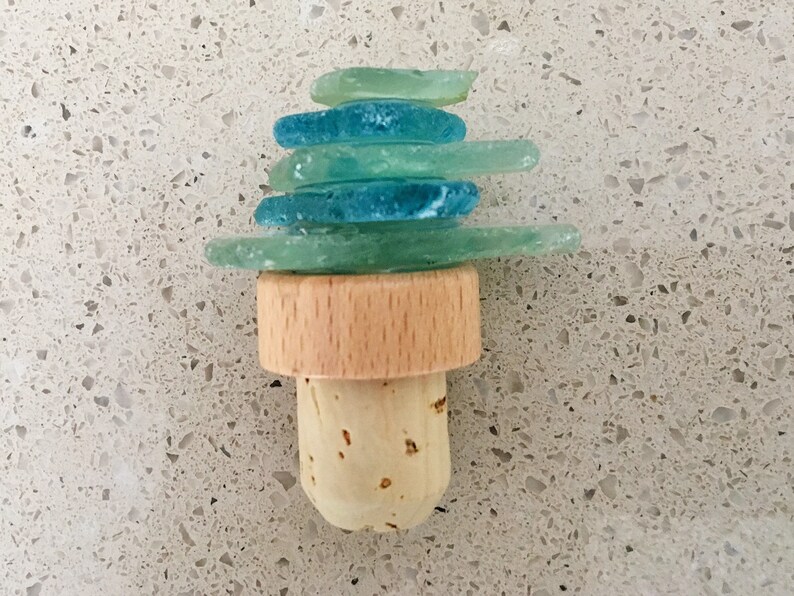 Beach Glass Wine Stopper / Sea Glass Bottle Cork / Beach Etsy