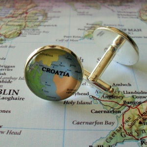 CROATIA MAP CUFFLINKS / Silver / Groomsmen Gift / 2 sizes / Gift for Him / Croatia cuff links / cufflink / Map jewelry/ custom map cufflinks