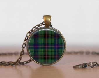 DAVIDSON TARTAN Pendant Necklace / Scottish Tartan Jewelry / Ancestral Jewellery / Davidson Clan /  Plaid Jewelry / Personalized Gift /