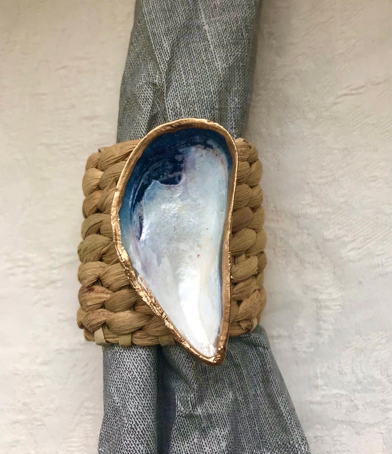Mussel Shell Napkin Rings / Coastal Theme / Gold Gilded or Natural ...