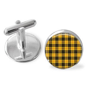 MACLEOD TARTAN CUFFLINKS / Scottish Tartan Cuff Links / Tartan Jewelry / Personalized Gift  / Ancestral Jewelry / MacLeod  Clan Plaid