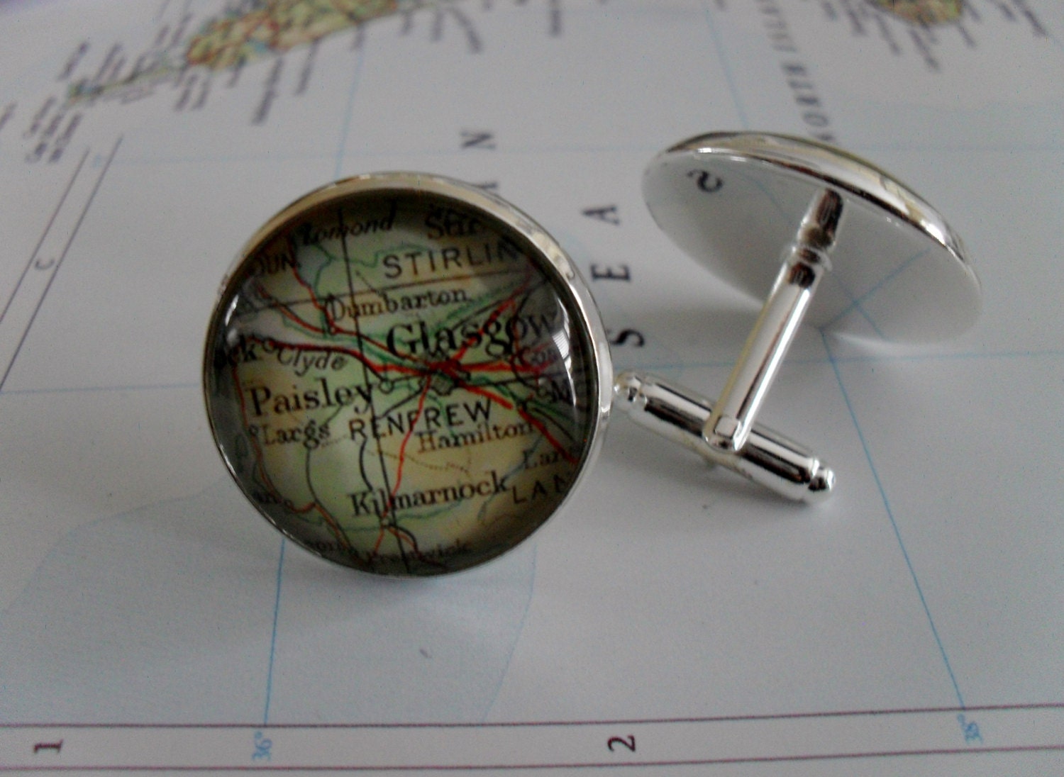 GLASGOW SCOTLAND Map CUFFLINKS / groomsmen gift / Gift for him Etsy